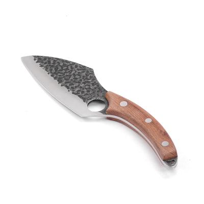 China Sustainable professional kitchen butcher knives handmade forged full tang sliced beef slaughter boning serbian viking cooking cleaver knife for sale