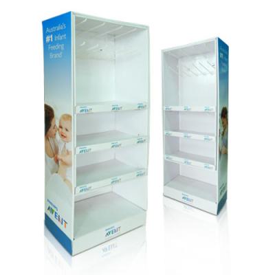 China Baby products cardboard pos display stands with 4 trays free standing for sale