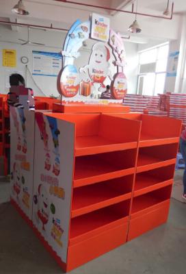 China Foldable 4-sided Cardboard chocolate pallet display with an eye-catching topheader , Kinder Display stand for sale