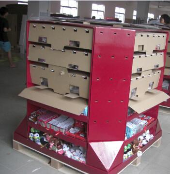 China Walmart Corrugated cardboard pallet display with pre-assemble package/Store Display Fixsture Promotion for sale