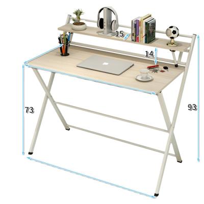 China Small 2-Tier Foldable Portable Wooden Study Table Laptop Foldable Desk With Shelf Free Installation Home Office Table for sale