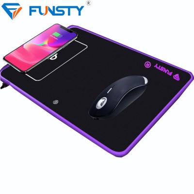 China Edge Stitching Neoprene Light RGB LED Backlit Material Fabric Mouse Pad with Wireless Charger for sale