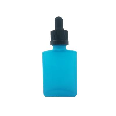 China Square 30ml Chemical Flat Glass Bottles With Cosmetic Dropper Liquid Oil Dropper Containers Vials for sale