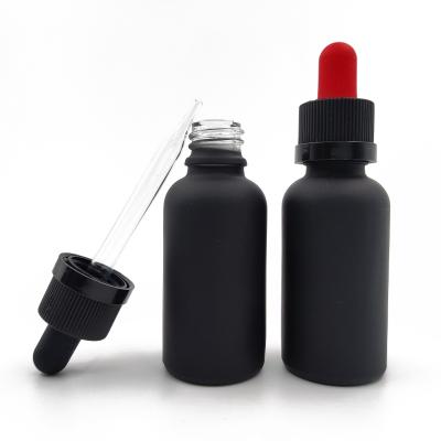 China Cigarette of E liquid/e/essential oil etc. 1 oz dropper glass matte black bottle glass 30 ml bottle 30ml black dropper bottle for sale