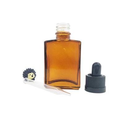 China Chemical Dropper 30ml Original Amber Rectangular Glass Bottle With CTR Cap for sale