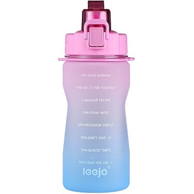 China Leejo Sustainable New Style 2L Frosted Exercise Motivation Water Bottle With Storage Strap for sale