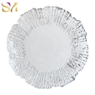 China Stocked High Quality Silver Glass Wedding Decoration Charger Dishes Party Supplier for sale