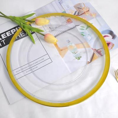 China Traditional Wholesale Transparent Plastic Clear Dinner Charger Dishes For Wedding Event Party Decoration for sale