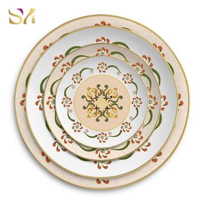 China Bone China Fine Bone China Dinner Plate Viable Gold Balance Ceramic Serving Dish for sale