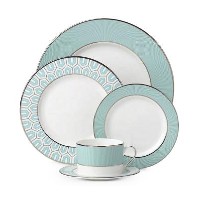 China Sustainable Dinnerware Sets Restaurant Dinner Dishes Ceramic Nordic Porcelain To Wedding Dinnerware Bone China for sale