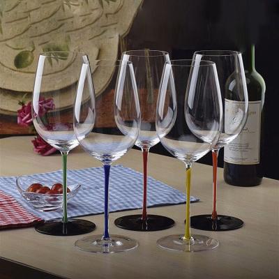 China Wholesale High Quality Red Black Bottom Stem Lead Free Crystal Wine Glass Cup Manufacturers for sale