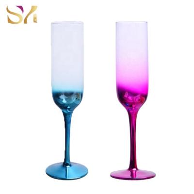 China Modern custom crystal glow purple or blue light up wine glass cup champagne glasses for sale