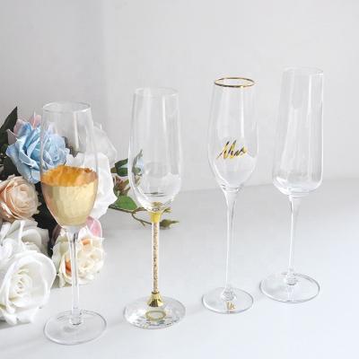 China KOREAN Elegant Wedding Decoration Logo Clear Gold Rim Custom Champagne Fluff Glass For Party And Events for sale