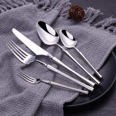 China Disposable Silver Plated Forged Stainless Steel Flatware Sets 5 Pcs One Set Cutlery Wholesale for sale