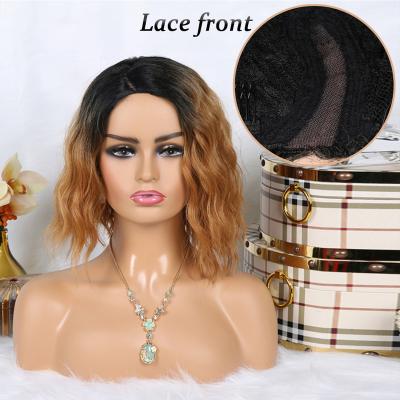 China Wholesale Natural Wave Kanekalons Futura Hd Synthetic Hair Lace Front Wig Dangle Blonde Ombre High Fiber Synthetic Lace Front Wig 16inch for sale