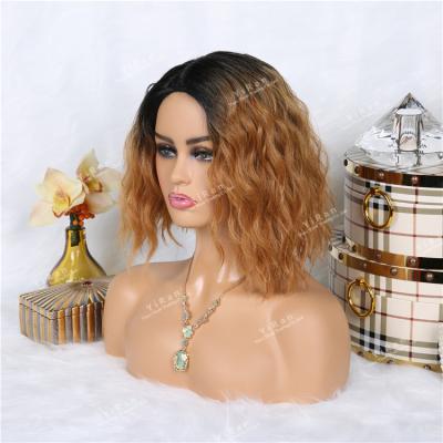 China 16inch Small Fiber Lace Front Human Hair Wigs Synthetic Wave Lace Front Wigs Wholesale Natural Soft Wave Synthetic Wig Pre Plucked for sale