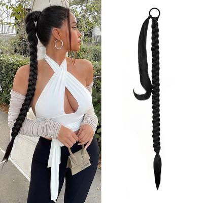 China Straight Hair Ponytail 2023 26 30 High Quality Pony Hair Extension Braided Ponytail 34 Inch Long Elastic Hair Band Braiding Style for sale