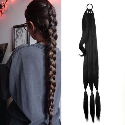 China High Quality 30inch Straight Elastic Ponytail Hair Braiding Hair Ponytail Custom Made Straight Synthetic Afro Braided Fake Ponytails YAKI Hair for sale