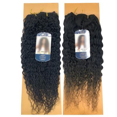 China Hot Sale 22inch Deep Curly V-tip Hair Weave Bundles Synthetic Hair Bundles Set Black Brown Color Premium High Temperature Fiber Bundles for sale