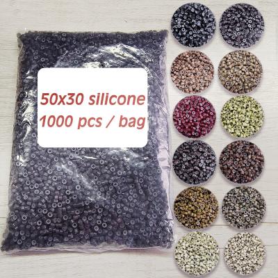 China For Commercial Wholesale 1000pcs Per Bag Nano Rings Silicone Striped 30*50 Silicone Liner For Hair Extensions Beads With Silicone In Bag for sale