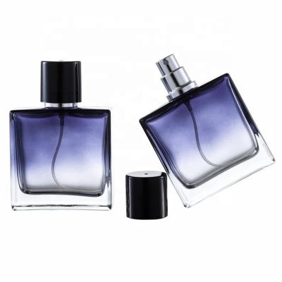 China Personal Care In Stock 30ml 50ml High Grade Gradient Perfume Bottle Blue Empty Square Spray Bottle for sale