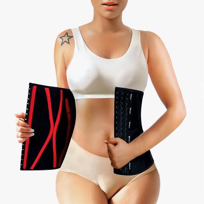 China Custom Logo Women Adjustable Bone 3 Hooks Steel Latex Sweat Belt Slim Waist Trimmer Waist Support Belt 13 for sale