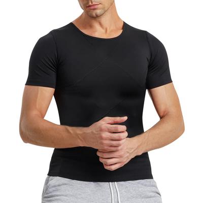 China QUICK DRY Men Body Shaper Compression Baselayer Shirt Invisible Shaper Wear With Tighten Fat for sale