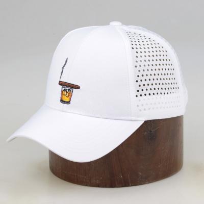 China Polyester COMMON Outdoor White Perforated Quick Dry Baseball Cap Lightweight Custom Embroidered Golf Hat Golf Hat for sale