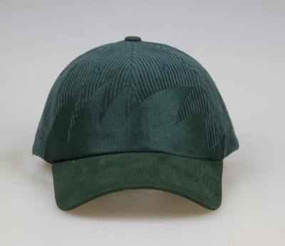 China Sharktooth Waves Vintage Waterproof Green Custom Sporty Embroidery 6 Panel Baseball Hat Unstructured Corduroy Dad Hat for sale