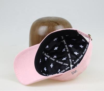 China COMMON Custom Pink Satin Liner Silk Embroidery Baseball Hat Suede Baseball Hat Custom Satin Striped Baseball Hat for sale