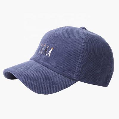 China Custom Embroidery Logo Baseball Cap Corduroy Hat 6 Panel Vintage Adjustable Unstructured Professional COMMON Buckle for sale