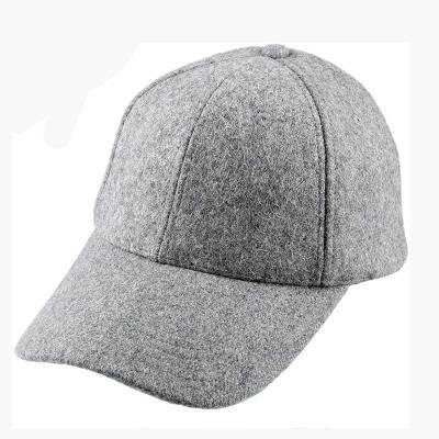 China COMMON Warm Wide Gray 6 Panel Unisex Female Snapback Baseball Caps Winter Brim Wool Custom Baseball Cap for sale