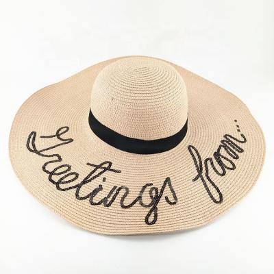 China Wholesale Cheap Striped Straw Hat Manufacturer Sunshade Wide Overflow Large Floppy Women Summer Beach Straw Hats With Logo for sale