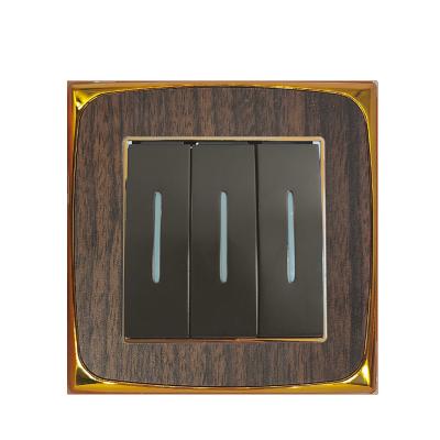 China Easy installation VBQN 2023 wall switch PC 3gang1way wood color lamp switch electric oonoff for hotel for sale