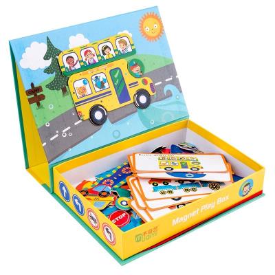 China Eco-Friendly 4 Styles Kids Playset Box Magnetic Ocean Marine Traffic Build Alphabet Cartoon Stickers Puzzle Early Preschool Education Toy for sale