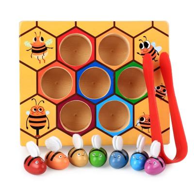 China Little Kid 0-3 Years Eco-Friendly Bee Insect Play Color Color Montessori Toy Preschool Learning Bee Hive For Toddler for sale