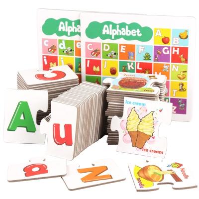 China New Eco-friendly Uppercase Lowercase Letters Matching Cognitive Wooden Educational Toys Early Years English Puzzle Cards Children Education for sale