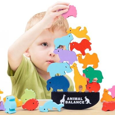 China Eco-Friendly Balance Game Theme Animal World Montessori Exercise Hand-eye Coordination Colorful Cognitive Building Block Toy for sale