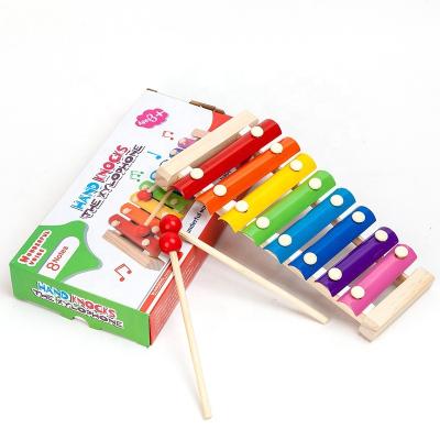 China Eco-Friendly Wholesale Acoustic Wooden Octave Hand Striking Piano Baby Xylophone Early Educational Musical Instruments Toys for sale