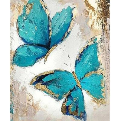 China Beautiful butterfly painting modern frank latest product by numbers hand painted art pictures on canvas for living room decor for sale