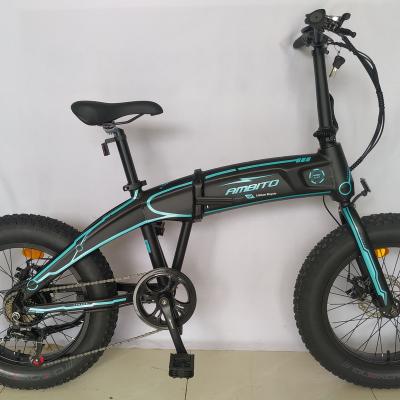 China 2022 new model aluminum alloy foldable aluminum frame with 20*4.0inch fat tire wheels 48v500w motor folding electric bike for sale