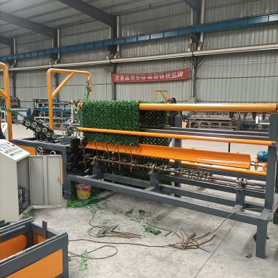 China Building Material Shops Double Wire Feeding Grass Wall Lawn Decoration Wire Mesh Chain Link Fence Machine Full Automatic High Speed ​​Factory Price for sale