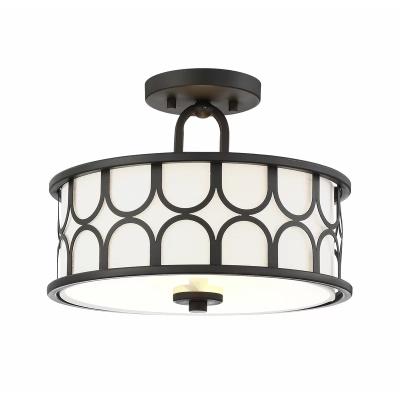 China Vintage Modern Drum Shade Geometric Semi Flush Mount Elegant Classic Ceiling Lights Lamp For Lobby Stairwell for sale