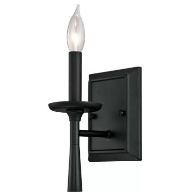 China Vintage Nordic Antique Lighting Single Light Matte Black Candelabrum Medieval Wall Sconce For Bedroom Living Room for sale