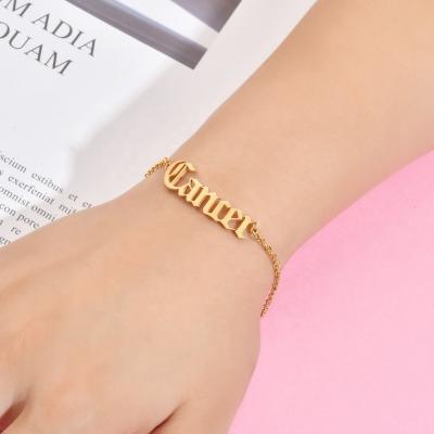 China NEW IN FASHION In Stock Female Zodiac Lucky Charm Bracelet Astrology Horoscope 12 Jewelry Bangle Stainless Steel Adjustable Bracelet for sale