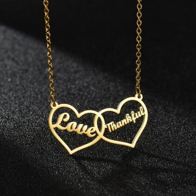 China TRENDY 18K Gold Vacuum Plated Stainless Steel Necklace Personalized Letter Necklace Custom Name Heart Necklace for sale