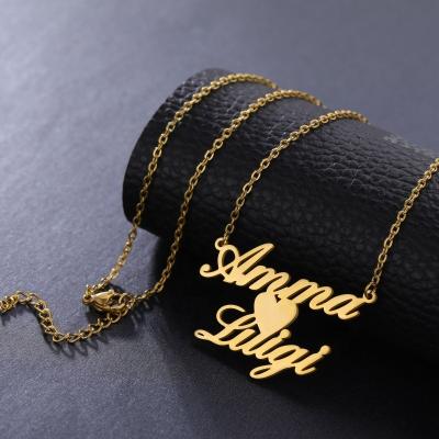 China TRENDY Custom Cursive Name Logo Necklace Personalized Trendy Name Plate Necklace 18k Gold Plated Stainless Steel Necklace for sale