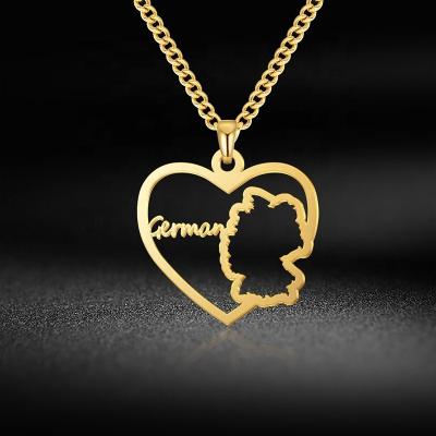 China Custom Fashion Jewelry Women Necklace Stainless Steel Germany Map TRENDY Chain Pendant Necklace Fashion ID Plate Necklace for sale