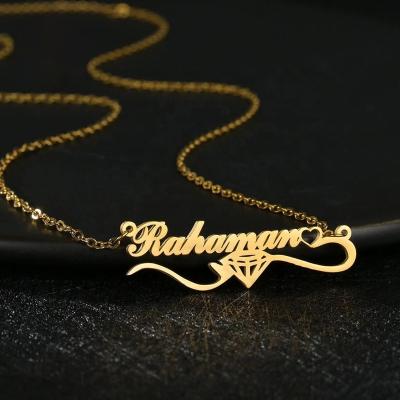 China Newest FASHIONABLE Custom DIY Stainless Steel Letter Name Plate Necklace Personalized Customized Name Chain Necklace for sale