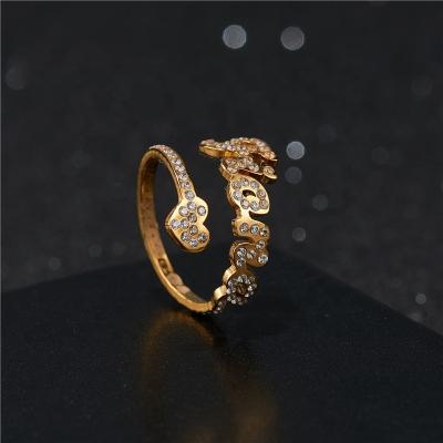 China TRENDY New Fashion Diamond Rings Custom Love Heart Letter Name Ring 18k Full Gold Plated Stainless Steel Open Ring for sale